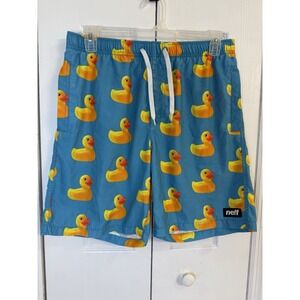 ✨Neff Rubber Duck‎ Ducky Blue Yellow Swim Trunks Board Shorts Swim Suit Men's L